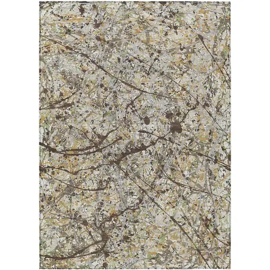 Taupe Beige And Brown Abstract Washable Indoor Outdoor Area Rug Photo 8
