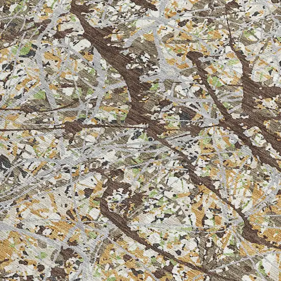 Taupe Beige And Brown Abstract Washable Indoor Outdoor Area Rug Photo 3