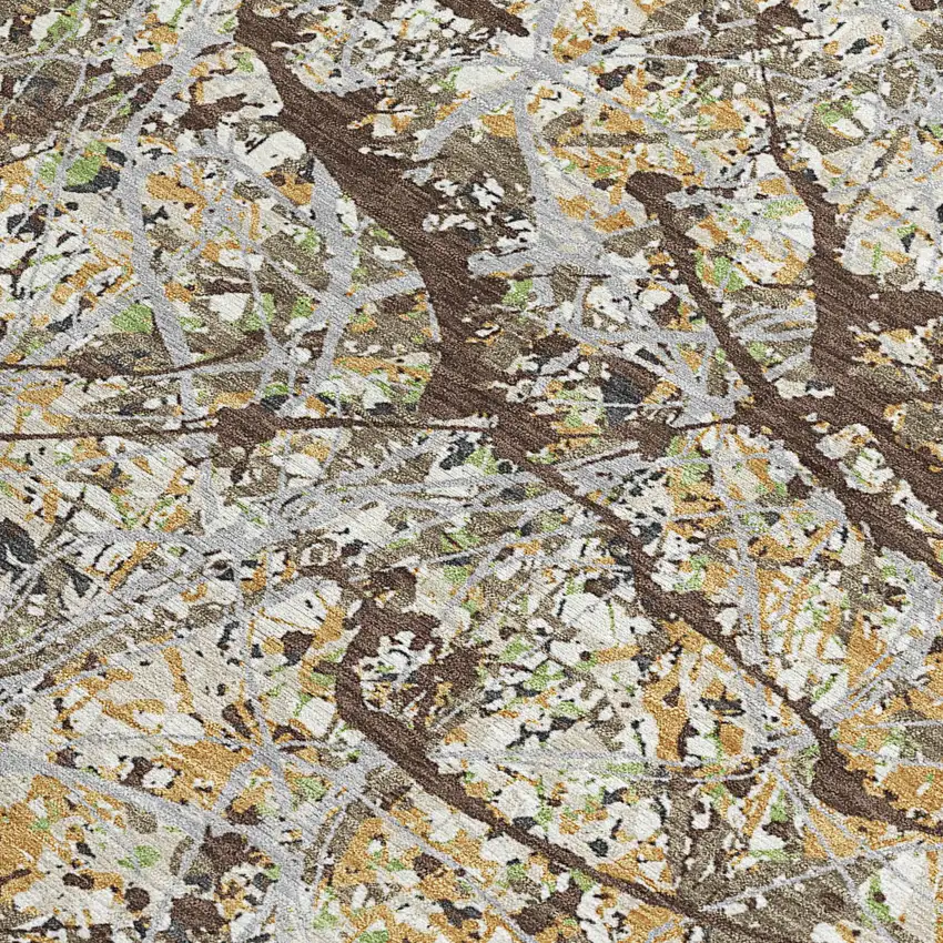 Taupe Beige And Brown Abstract Washable Indoor Outdoor Area Rug Photo 2