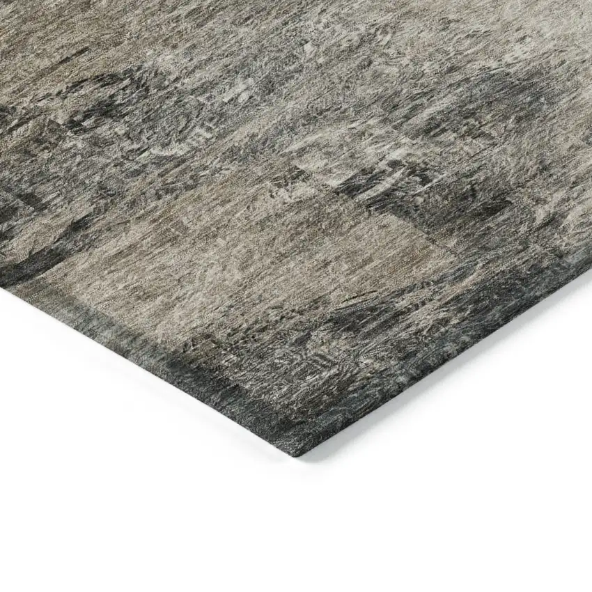 Taupe Beige And Brown Abstract Washable Indoor Outdoor Area Rug Photo 4