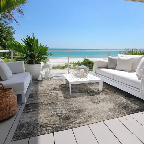 Taupe Beige And Brown Abstract Washable Indoor Outdoor Area Rug Photo 8