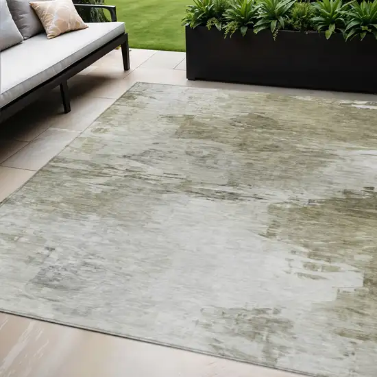 Taupe Beige And Brown Abstract Washable Indoor Outdoor Area Rug Photo 1