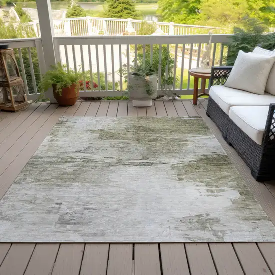 Taupe Beige And Brown Abstract Washable Indoor Outdoor Area Rug Photo 6