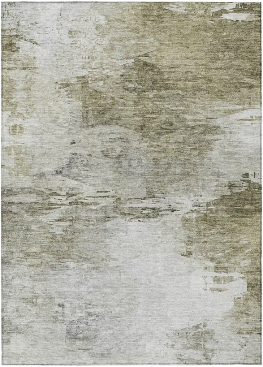 Taupe Beige And Brown Abstract Washable Indoor Outdoor Area Rug Photo 2