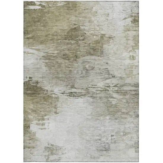 Taupe Beige And Brown Abstract Washable Indoor Outdoor Area Rug Photo 5