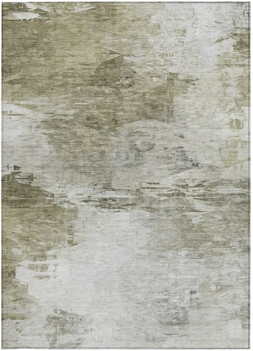 Taupe Beige And Brown Abstract Washable Indoor Outdoor Area Rug Photo 5