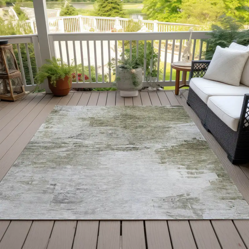 Taupe Beige And Brown Abstract Washable Indoor Outdoor Area Rug Photo 9
