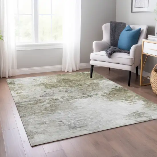 Taupe Beige And Brown Abstract Washable Indoor Outdoor Area Rug Photo 7