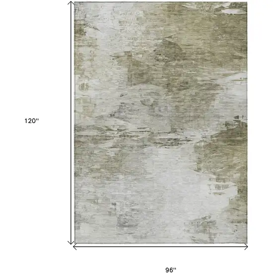 Taupe Beige And Brown Abstract Washable Indoor Outdoor Area Rug Photo 3