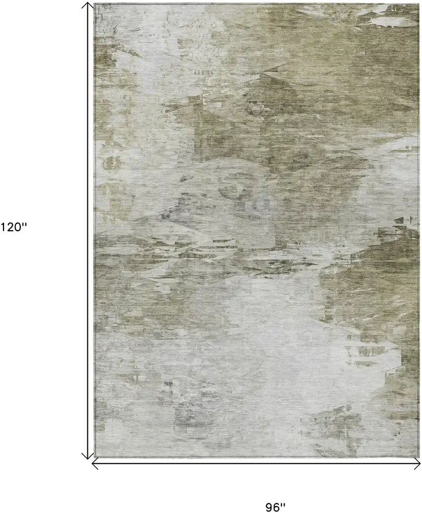 Taupe Beige And Brown Abstract Washable Indoor Outdoor Area Rug Photo 3