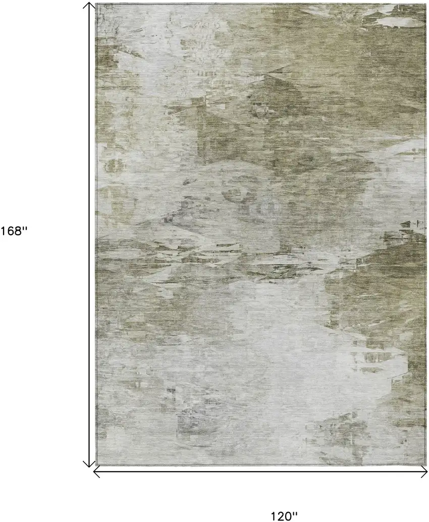 Taupe Beige And Brown Abstract Washable Indoor Outdoor Area Rug Photo 3