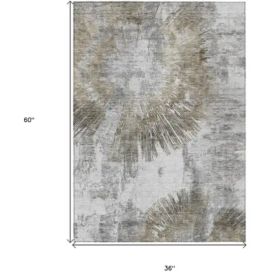 Taupe Beige And Brown Abstract Washable Indoor Outdoor Area Rug Photo 7