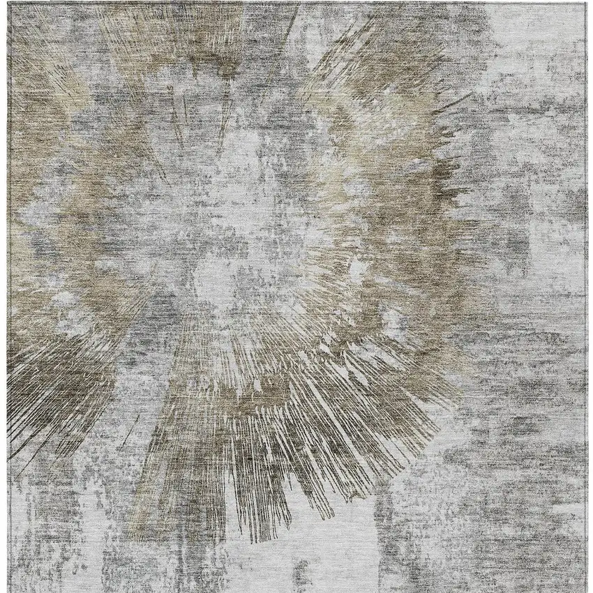 Taupe Beige And Brown Abstract Washable Indoor Outdoor Area Rug Photo 5