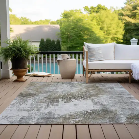 Taupe Beige And Brown Abstract Washable Indoor Outdoor Area Rug Photo 9