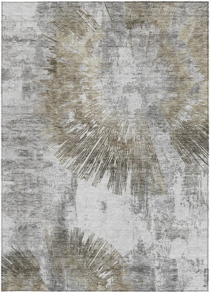 Taupe Beige And Brown Abstract Washable Indoor Outdoor Area Rug Photo 6