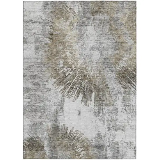 Taupe Beige And Brown Abstract Washable Indoor Outdoor Area Rug Photo 6