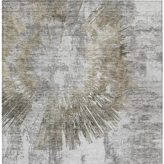 Taupe Beige And Brown Abstract Washable Indoor Outdoor Area Rug Photo 7