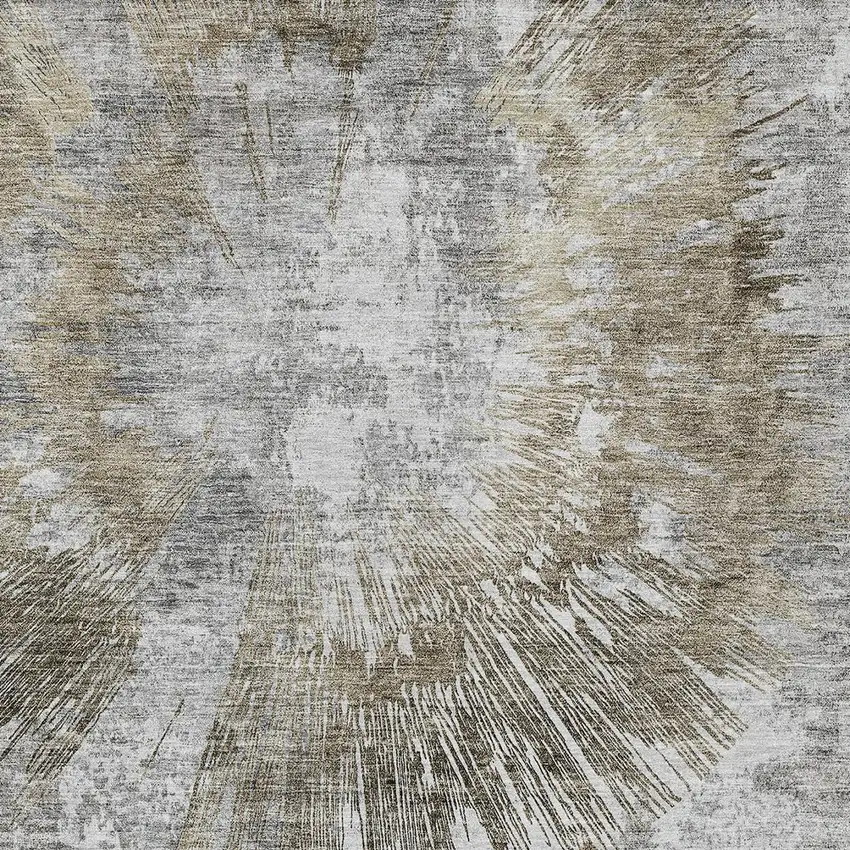 Taupe Beige And Brown Abstract Washable Indoor Outdoor Area Rug Photo 6