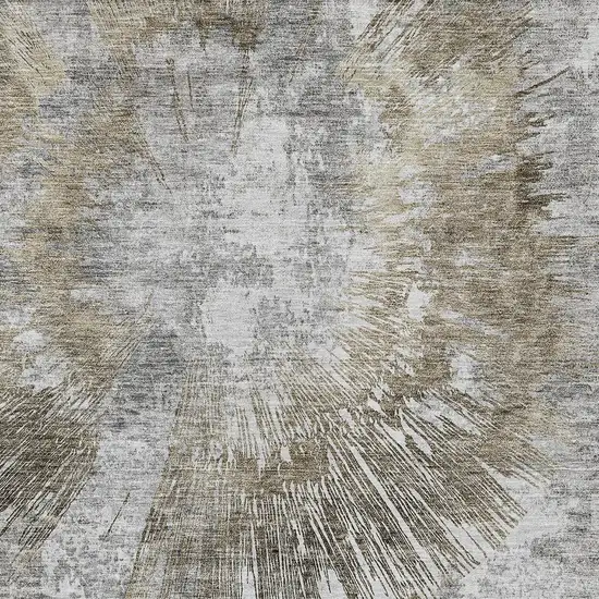 Taupe Beige And Brown Abstract Washable Indoor Outdoor Area Rug Photo 6