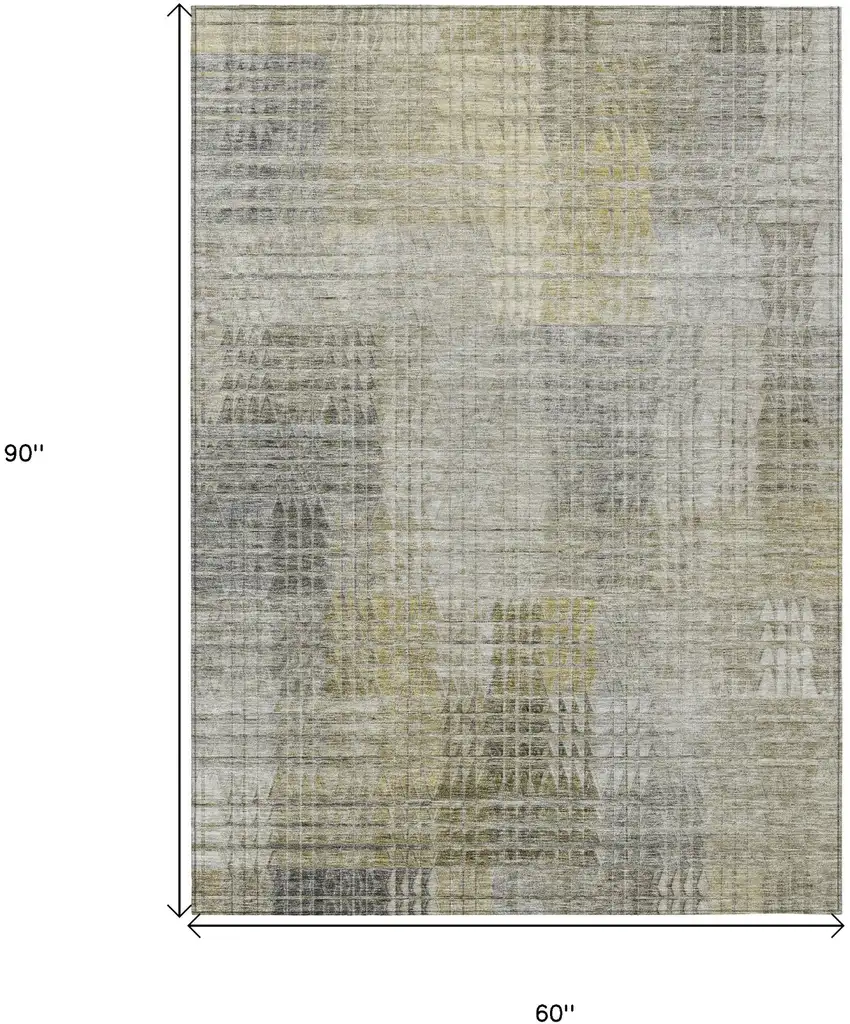 Taupe Beige And Brown Abstract Washable Indoor Outdoor Area Rug Photo 3