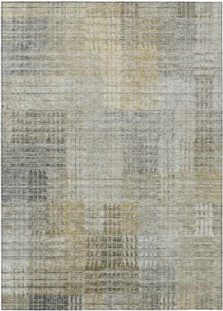 Taupe Beige And Brown Abstract Washable Indoor Outdoor Area Rug Photo 2