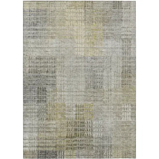 Taupe Beige And Brown Abstract Washable Indoor Outdoor Area Rug Photo 2