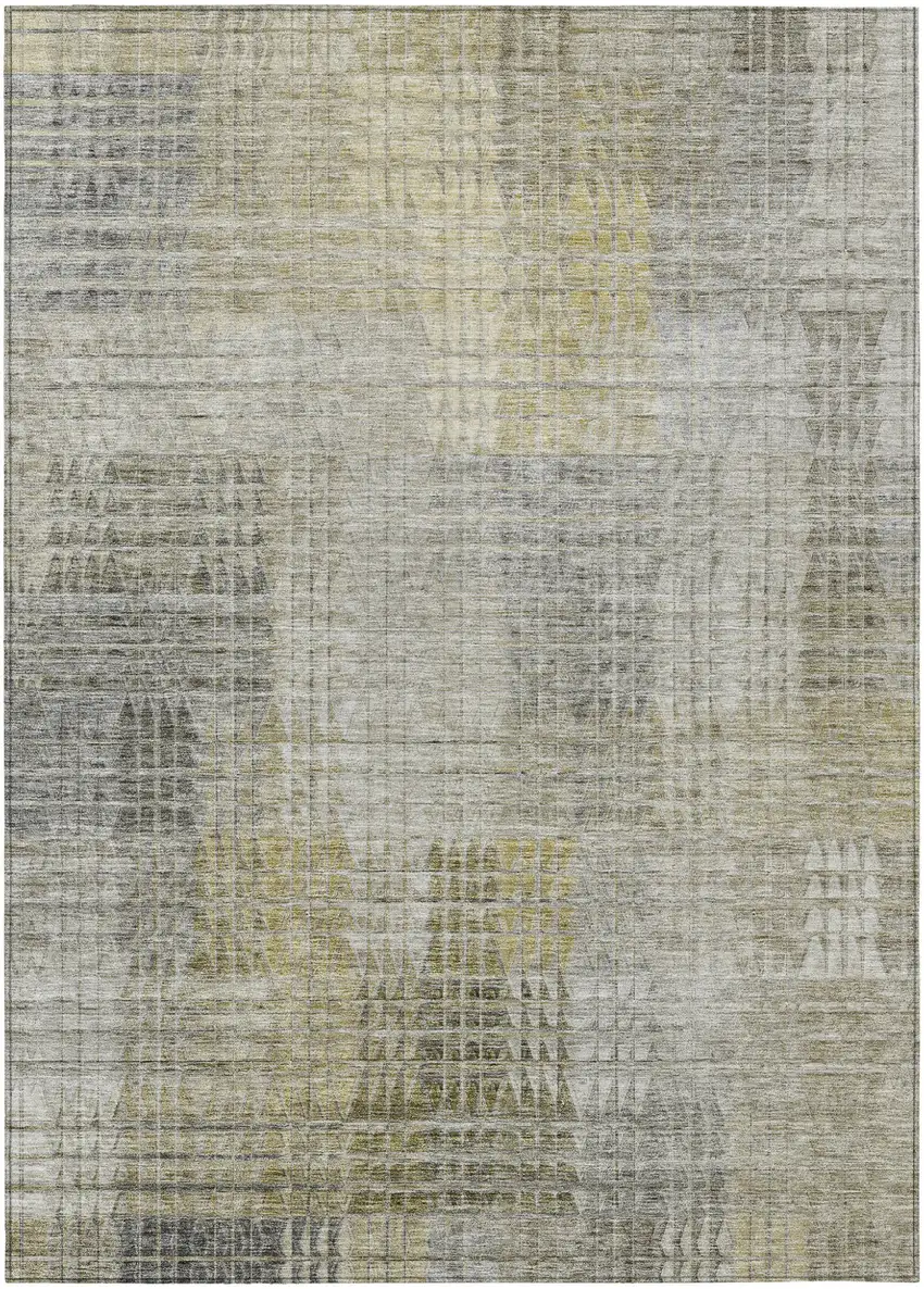 Taupe Beige And Brown Abstract Washable Indoor Outdoor Area Rug Photo 2