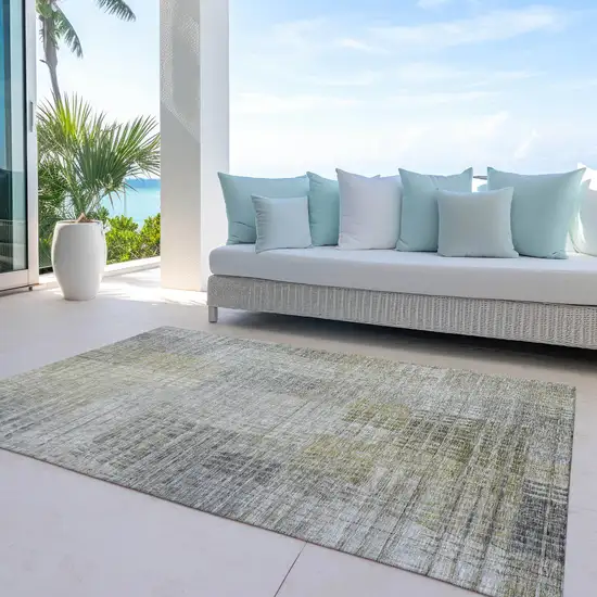 Taupe Beige And Brown Abstract Washable Indoor Outdoor Area Rug Photo 8