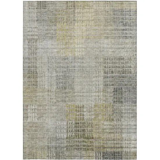 Taupe Beige And Brown Abstract Washable Indoor Outdoor Area Rug Photo 7