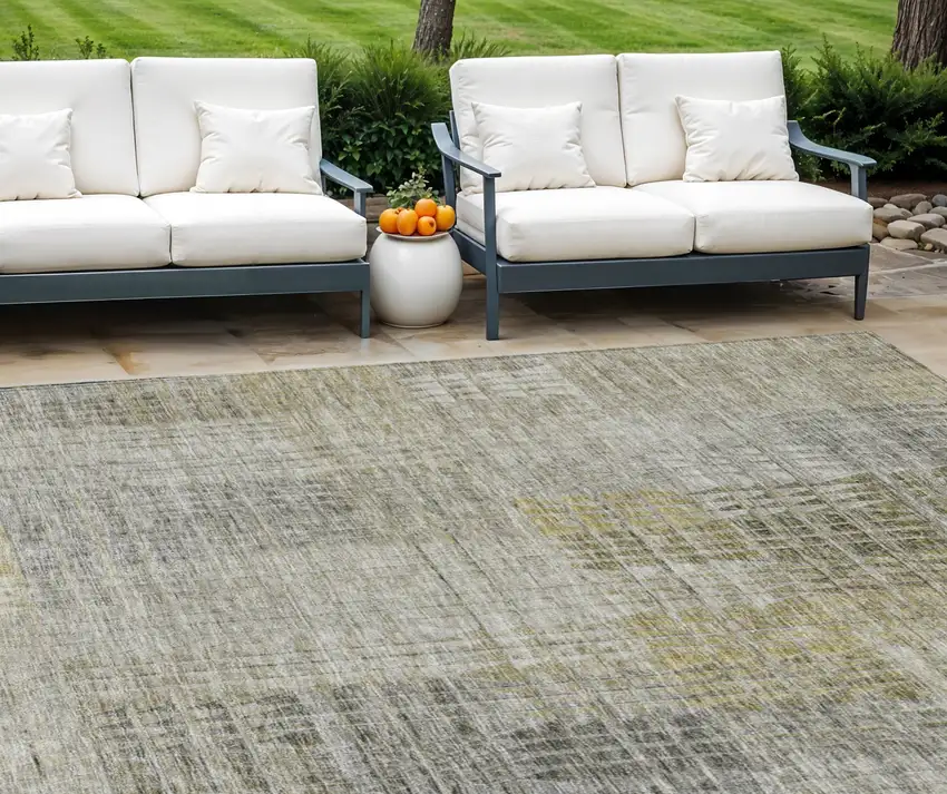 Taupe Beige And Brown Abstract Washable Indoor Outdoor Area Rug Photo 1