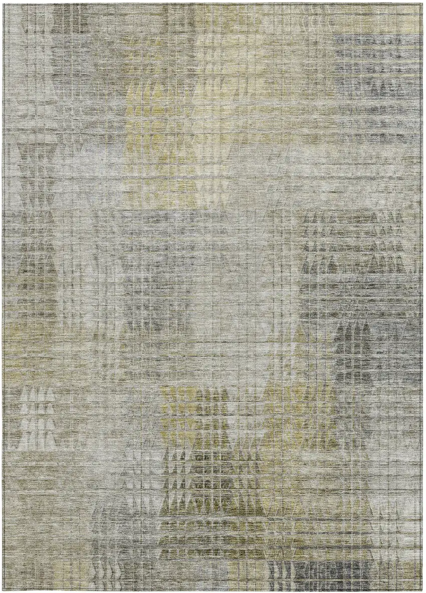 Taupe Beige And Brown Abstract Washable Indoor Outdoor Area Rug Photo 7
