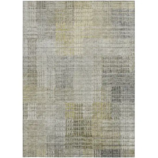 Taupe Beige And Brown Abstract Washable Indoor Outdoor Area Rug Photo 7