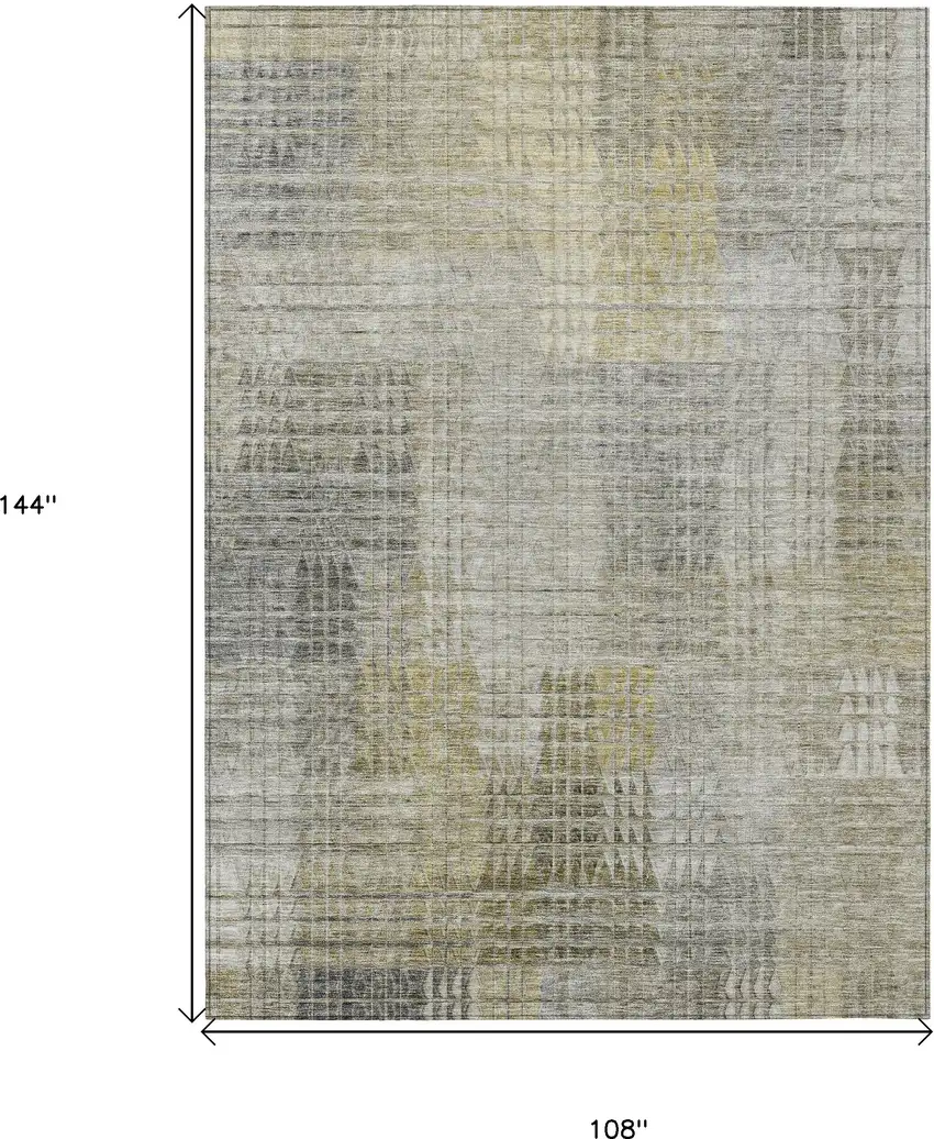 Taupe Beige And Brown Abstract Washable Indoor Outdoor Area Rug Photo 3