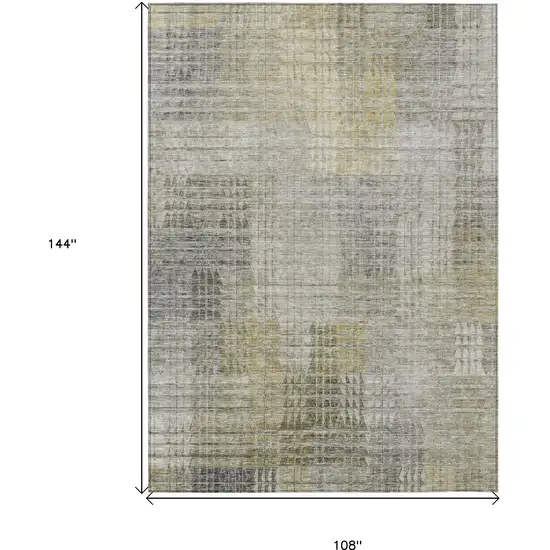 Taupe Beige And Brown Abstract Washable Indoor Outdoor Area Rug Photo 3