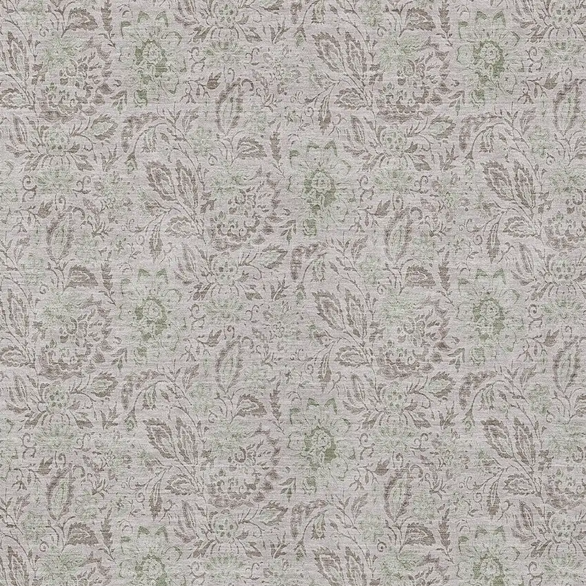 Taupe Beige And Brown Floral Washable Indoor Outdoor Area Rug Photo 6