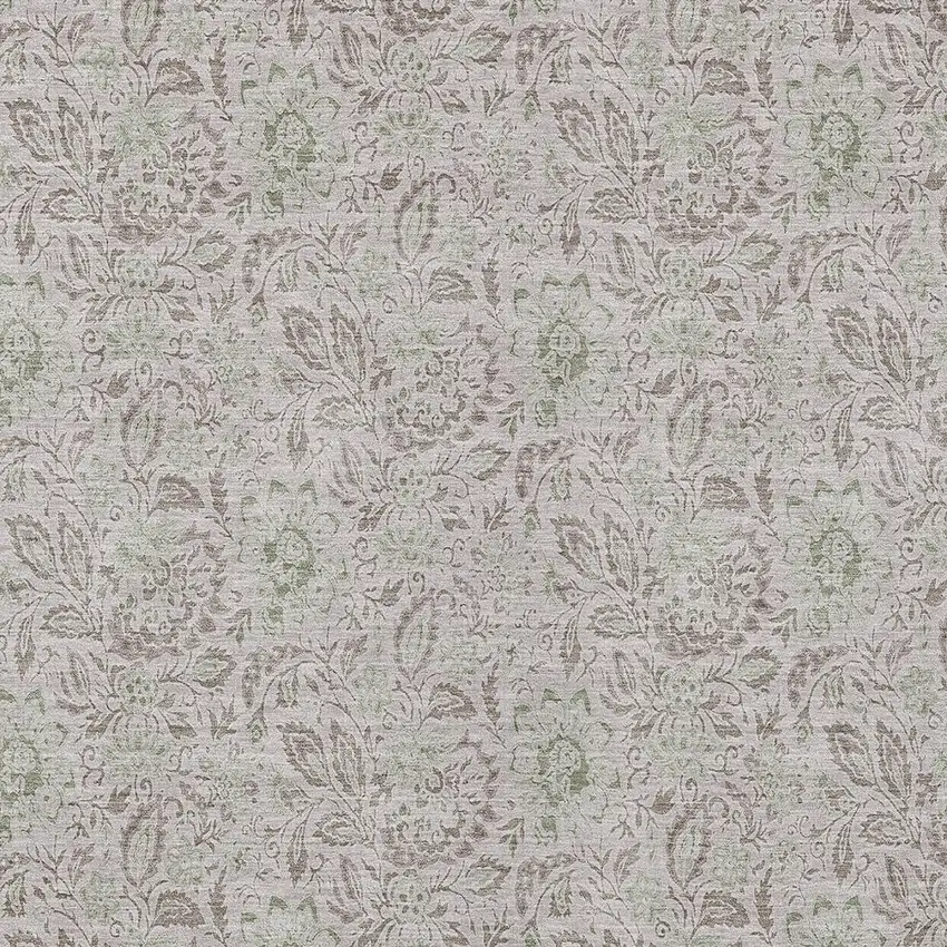Taupe Beige And Brown Floral Washable Indoor Outdoor Area Rug Photo 6