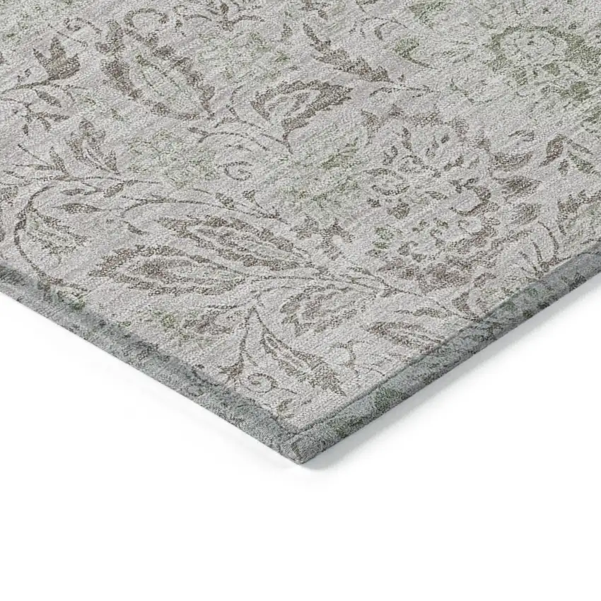 Taupe Beige And Brown Floral Washable Indoor Outdoor Area Rug Photo 5
