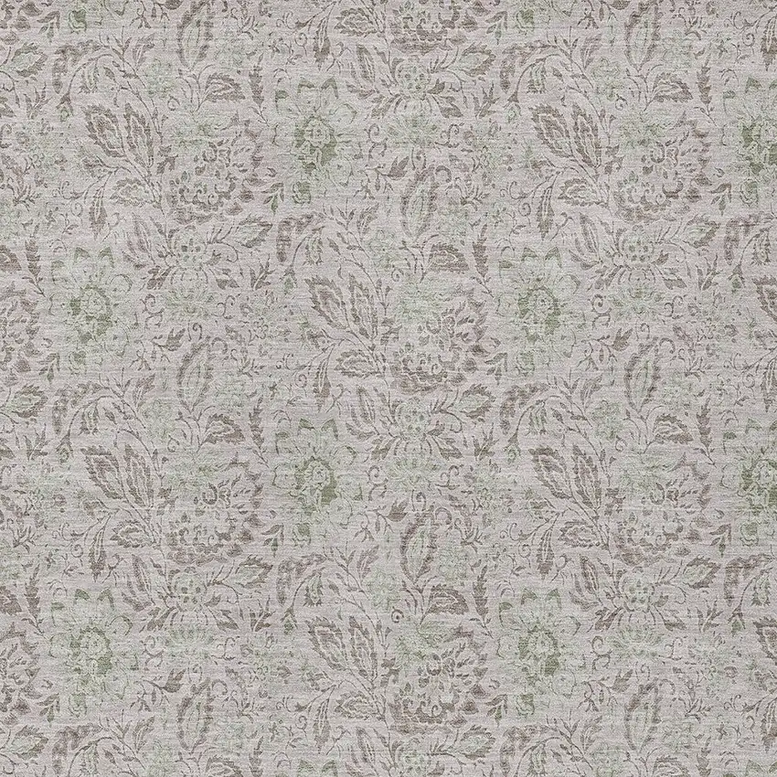 Taupe Beige And Brown Floral Washable Indoor Outdoor Area Rug Photo 6