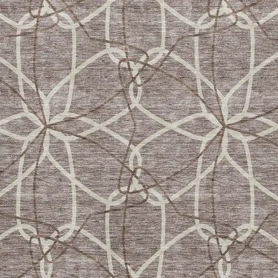 Taupe Beige And Brown Geometric Washable Area Rug With UV Protection Photo 2
