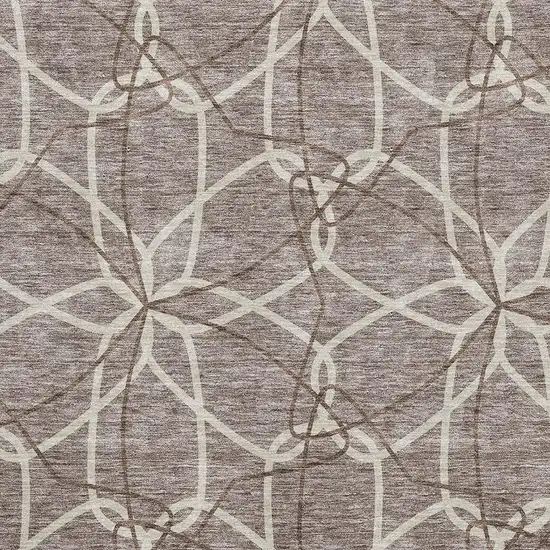 Taupe Beige And Brown Geometric Washable Area Rug With UV Protection Photo 2