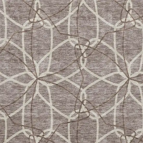 Taupe Beige And Brown Geometric Washable Area Rug With UV Protection Photo 2