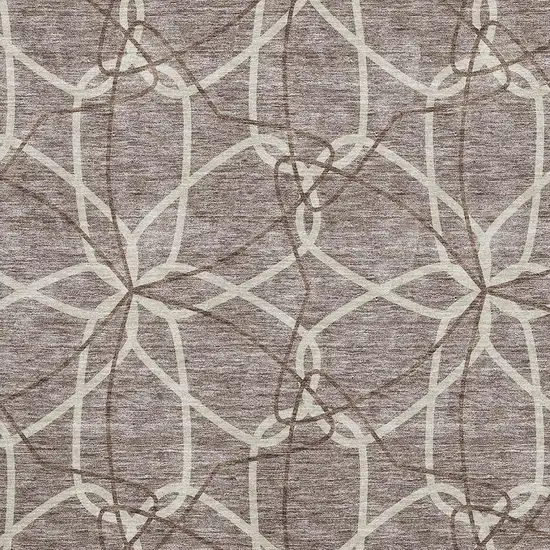 Taupe Beige And Brown Geometric Washable Area Rug With UV Protection Photo 2