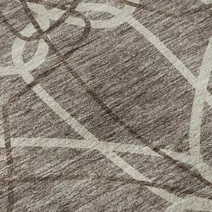 Photo of Taupe Beige And Brown Geometric Washable Area Rug With UV Protection