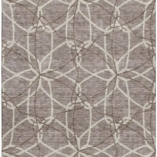 Taupe Beige And Brown Geometric Washable Area Rug With UV Protection Photo 3