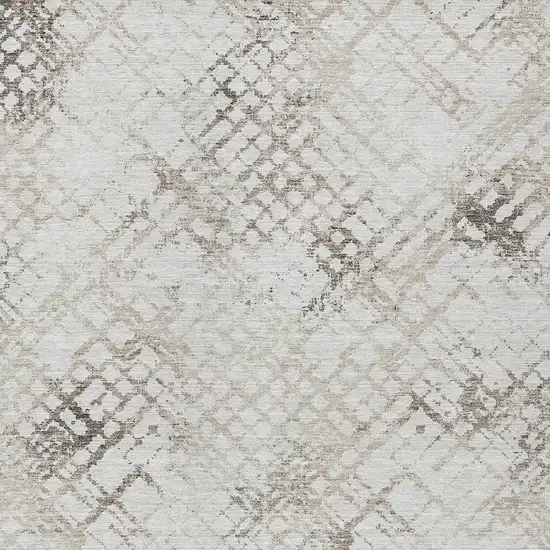 Taupe Beige And Brown Geometric Washable Indoor Outdoor Area Rug Photo 6