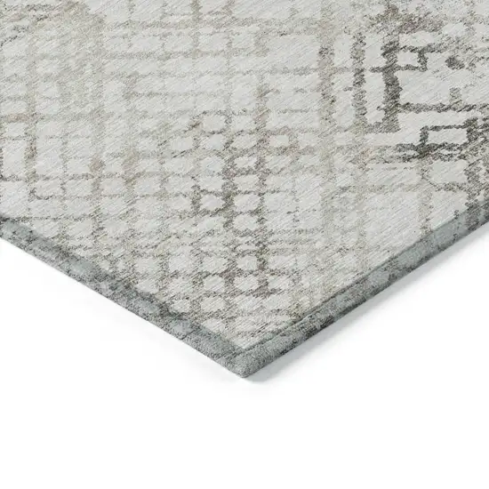 Taupe Beige And Brown Geometric Washable Indoor Outdoor Area Rug Photo 5