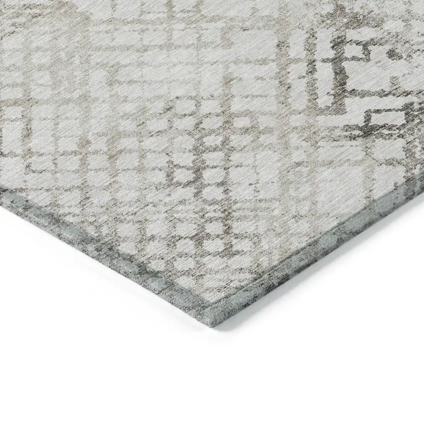 Taupe Beige And Brown Geometric Washable Indoor Outdoor Area Rug Photo 5