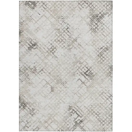 Taupe Beige And Brown Geometric Washable Indoor Outdoor Area Rug Photo 7