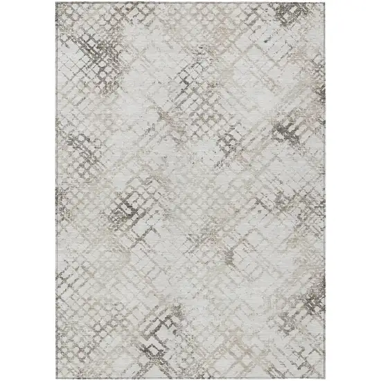 Taupe Beige And Brown Geometric Washable Indoor Outdoor Area Rug Photo 2