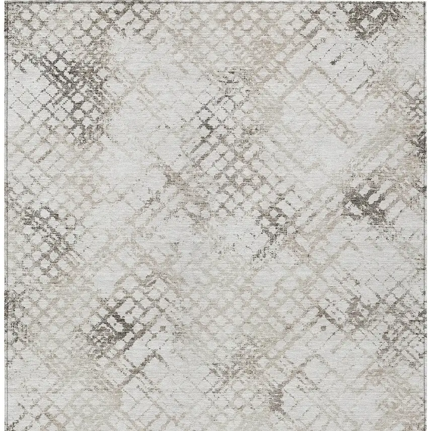 Taupe Beige And Brown Geometric Washable Indoor Outdoor Area Rug Photo 7